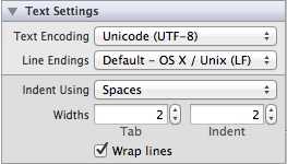 Xcode Text Settings